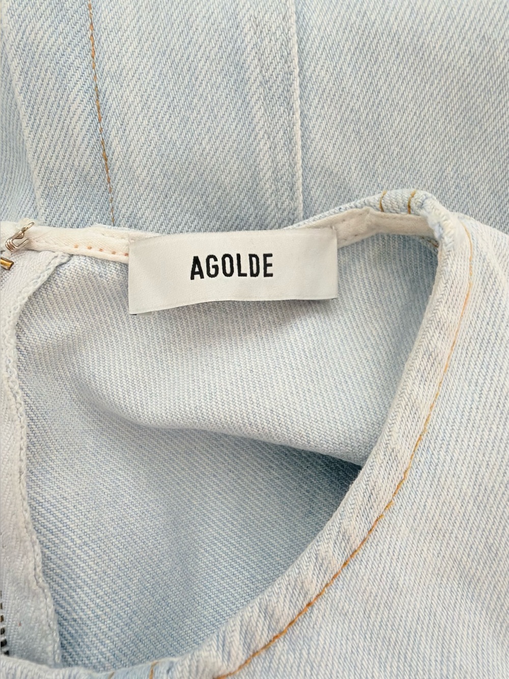 AGOLDE Barton Denim Mini Dress Light Indigo Size XS - Picture 14 of 17